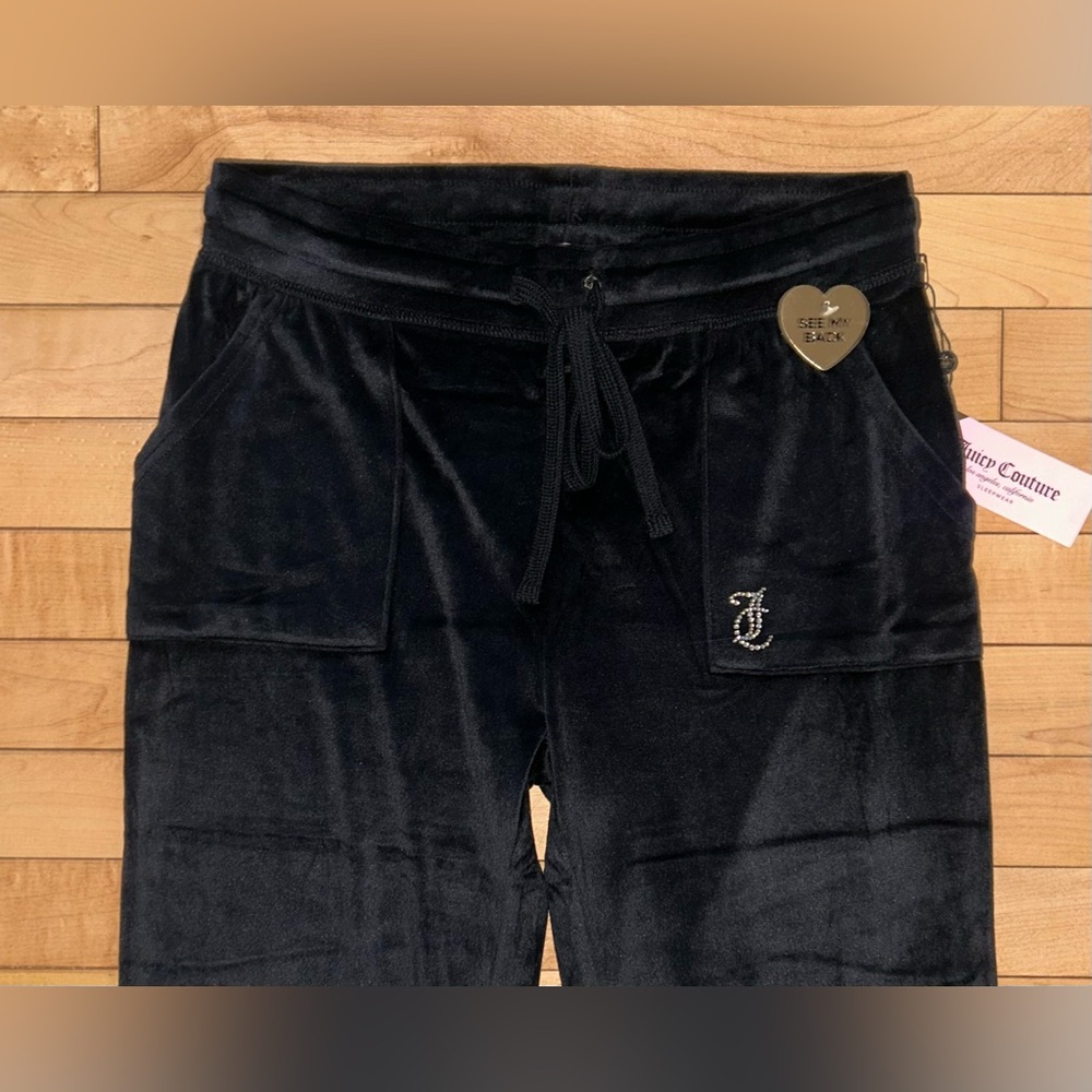 NEW ! JUICY COUTURE Velour OG Big Bling Sweatpants in Black Size S - Picture 6 of 6